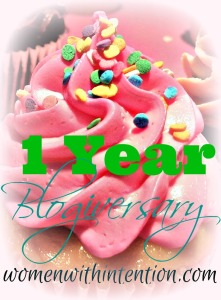 It's Women With Intention's 1st Blogiversary!  I've included some fun facts and a giveaway!  Check it out! :)