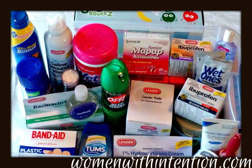 Summer vacation is almost here.  As we've been making a summer bucket list, many of the bucket list activities involve being on the go!  I want all of those activities to be fun whether or not someone gets a scraped knee so it's important to be prepared!  Having a DIY summer first aid kit not only saves panic when accidents do happen, it also makes it so we can continue having fun after the accident happens!